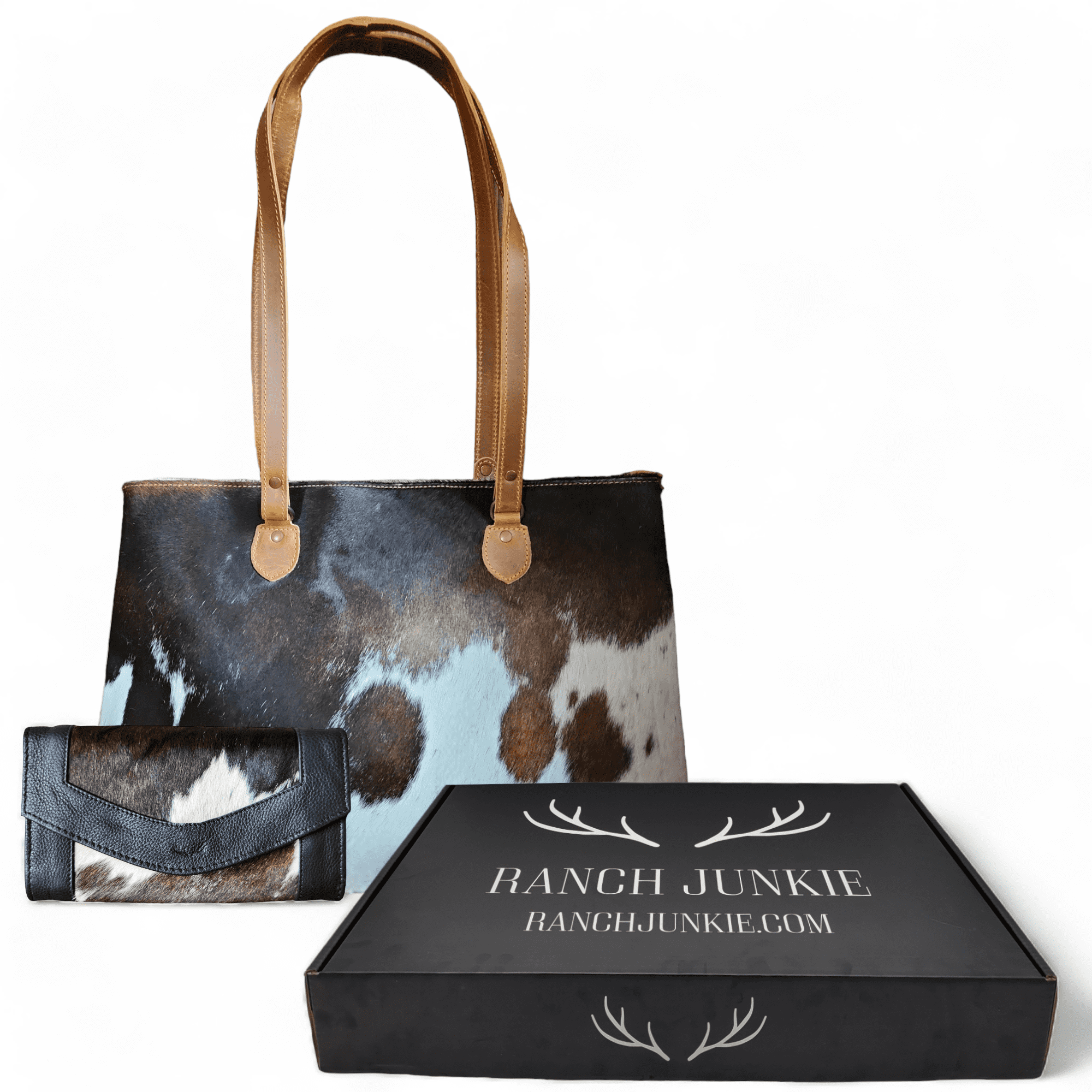 Bundle Deal -The Highlands Cowhide Large Tote Black + Envelope Cowhide ·  Ranch Junkie Mercantile LLC