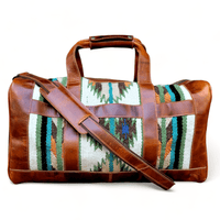 Bundle Deal-Aspen Southwestern Handwoven Wool Leather Weekender + Aspen Handwoven Wool Tote Purse - Ranch Junkie Mercantile LLC 