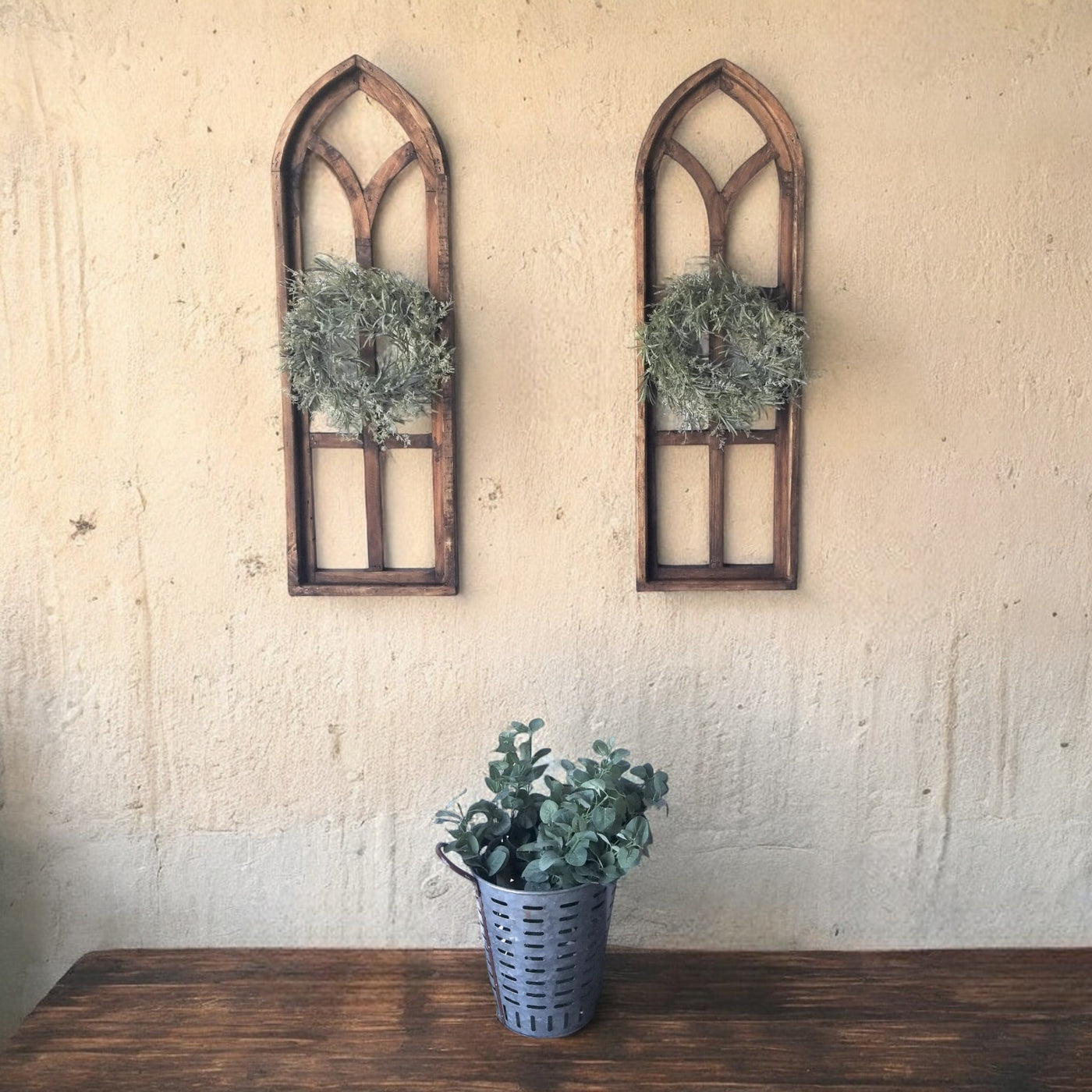 37" X 12" Farmhouse Rustic Wooden Wall Window Arches Rustic Brown Dandelion - Ranch Junkie Mercantile LLC 