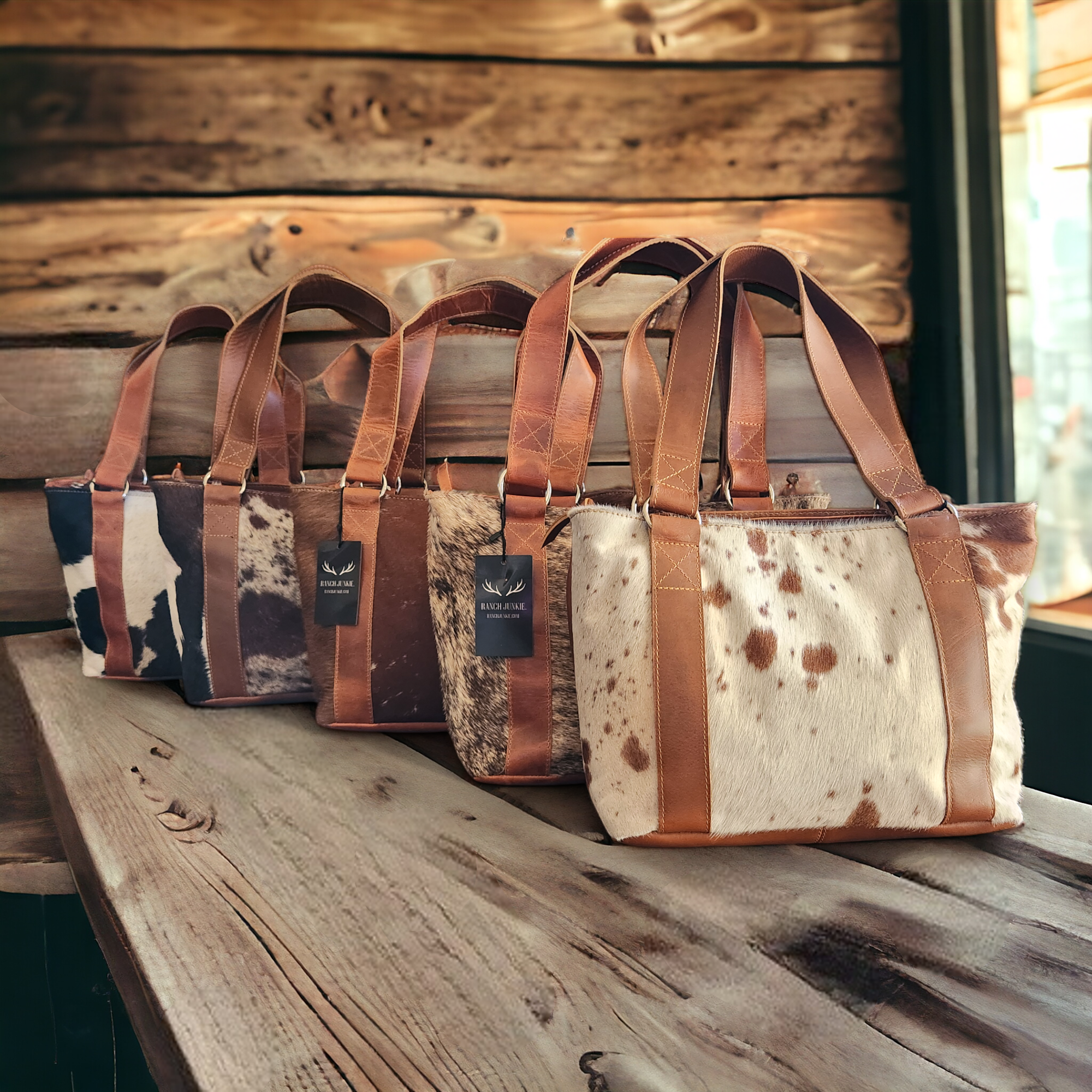 Bundle Deal Highlands Cowhide Tote Purse Saddle + Envelope Cowhide Large Wallet Saddle - Ranch Junkie Mercantile LLC 