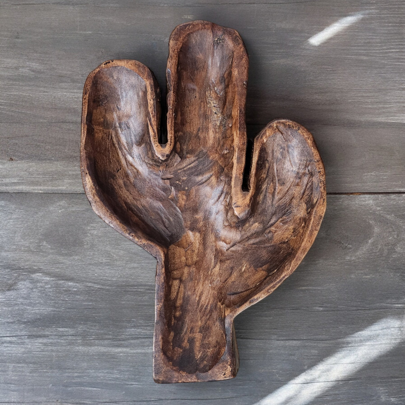 Large Wood Cactus Dough Bowl Or Wall Hanging - Ranch Junkie Mercantile LLC 