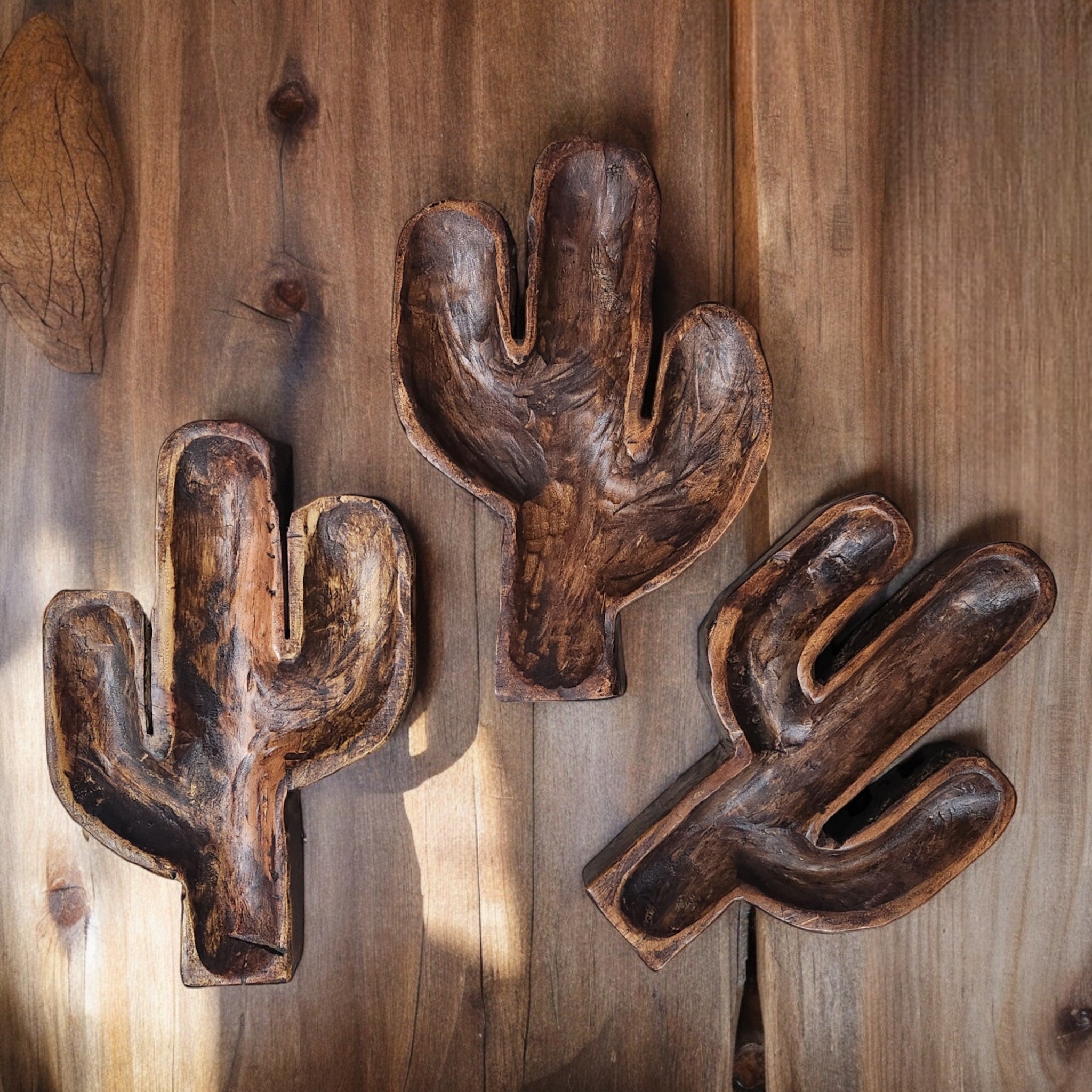 Large Wood Cactus Dough Bowl Or Wall Hanging - Ranch Junkie Mercantile LLC 