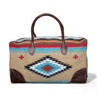 Aztec Large Weekender Southwestern Duffel Bag Cayman Saddle Blanket Bag 100% Leather Handles - Ranch Junkie Mercantile LLC 