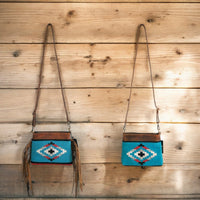 Catalina Handcrafted Saddle Blanket And Vintage Leather Crossbody - Ranch Junkie Mercantile LLC 