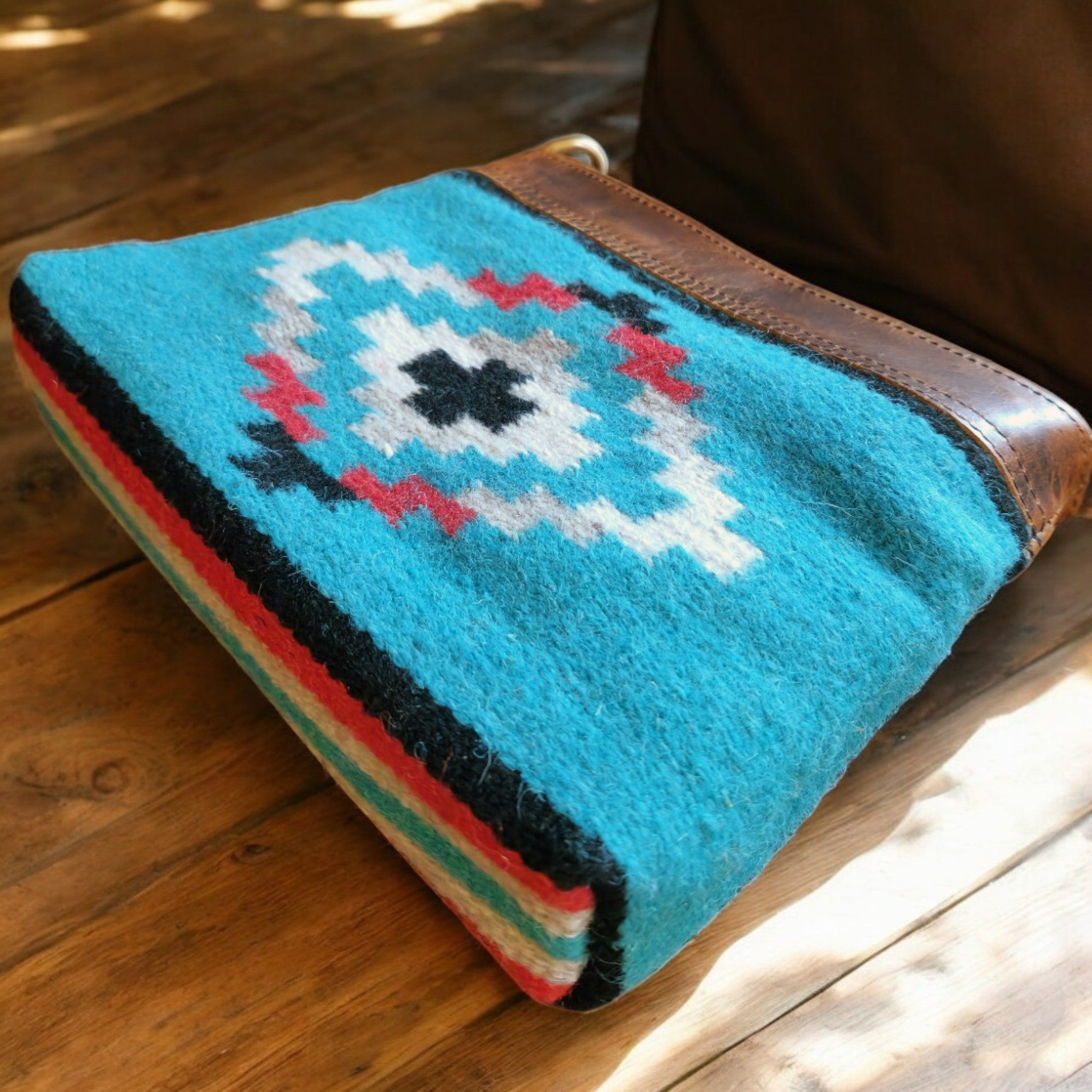 Catalina Handcrafted Saddle Blanket And Vintage Leather Crossbody - Ranch Junkie Mercantile LLC 