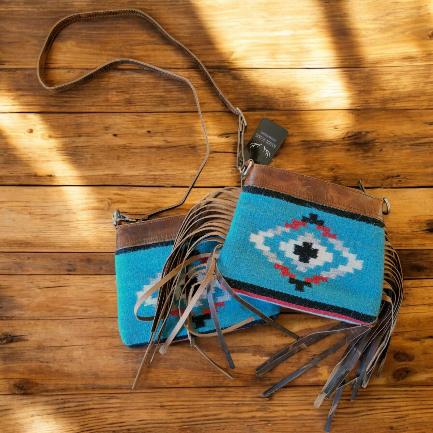 Catalina Handcrafted Saddle Blanket And Vintage Leather Crossbody - Ranch Junkie Mercantile LLC 