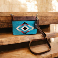 Catalina Handcrafted Saddle Blanket And Vintage Leather Crossbody - Ranch Junkie Mercantile LLC 