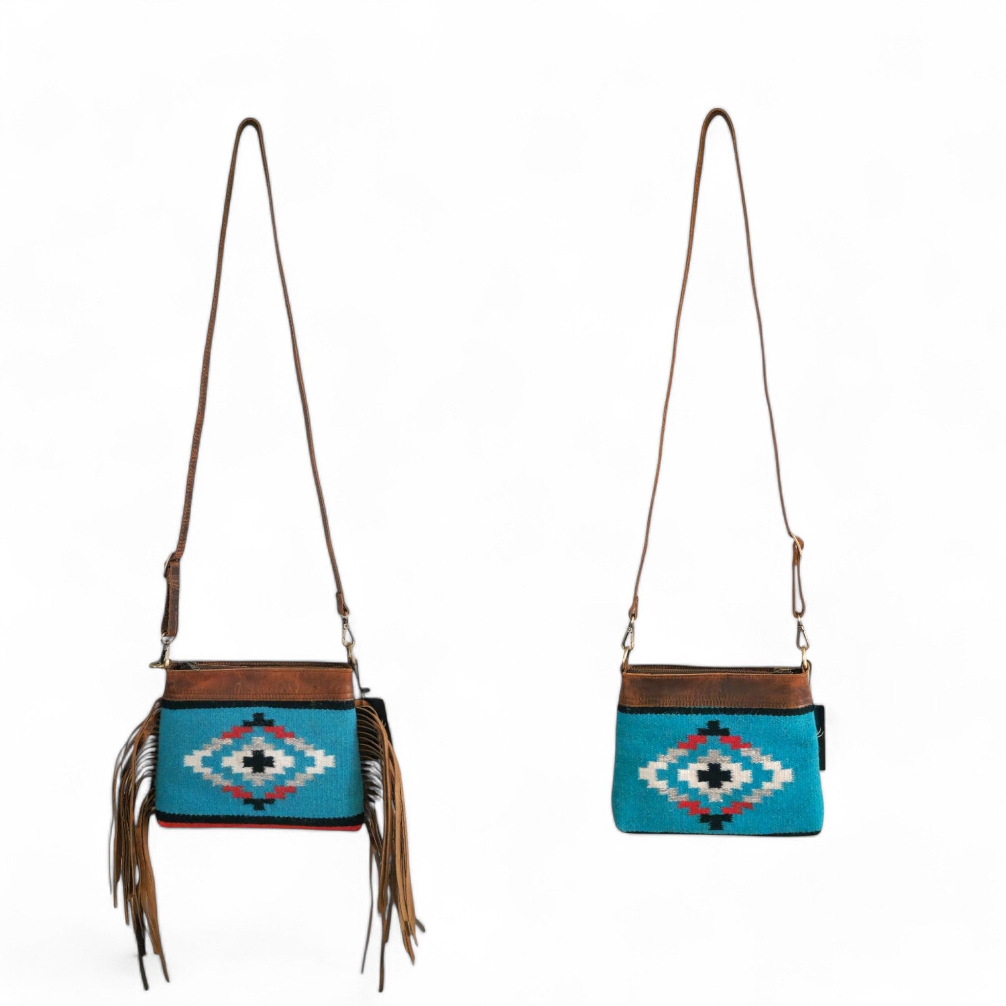 Catalina Handcrafted Saddle Blanket And Vintage Leather Crossbody - Ranch Junkie Mercantile LLC 