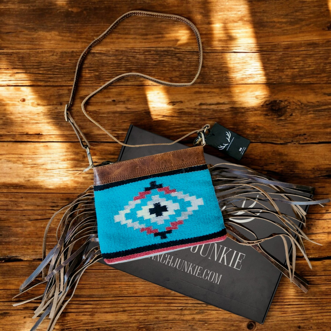 Catalina Handcrafted Saddle Blanket And Vintage Leather Crossbody - Ranch Junkie Mercantile LLC 