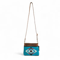 Catalina Handcrafted Saddle Blanket And Vintage Leather Crossbody - Ranch Junkie Mercantile LLC 