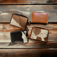 Cowhide Credit Card Wallet Cowhide Wallet Small Leather Highlands Wallet - Ranch Junkie Mercantile LLC 