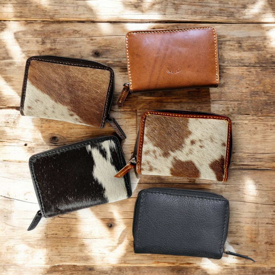 Cowhide Credit Card Wallet Cowhide Wallet Small Leather Highlands Wallet - Ranch Junkie Mercantile LLC 