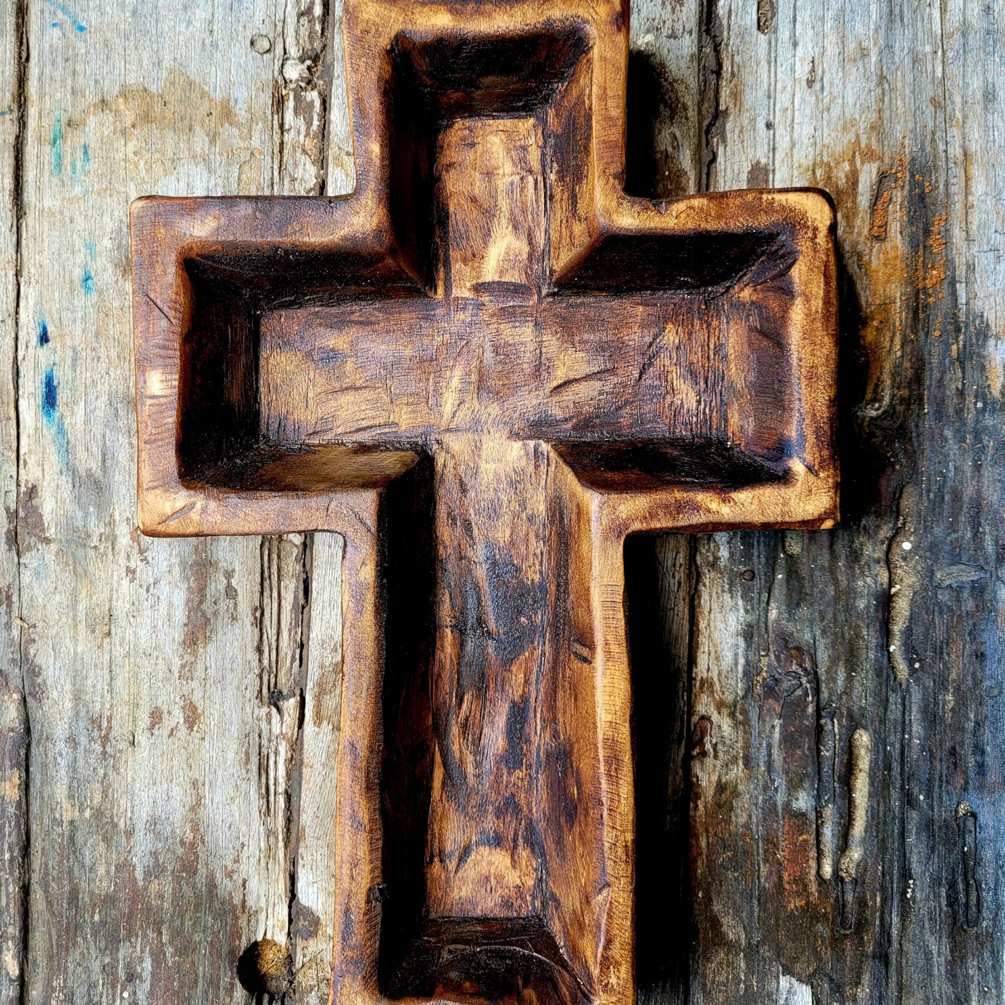 Large Wood Cross Dough Bowl Or Wall Hanging - Ranch Junkie Mercantile LLC