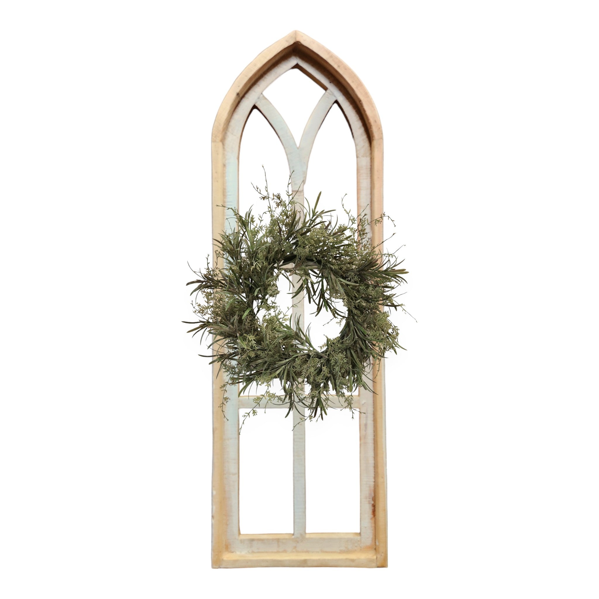 37" X 12" Farmhouse Wooden Wall Window Arches -Rustic Cathedral Wood Window- Dandelion - Ranch Junkie Mercantile LLC 