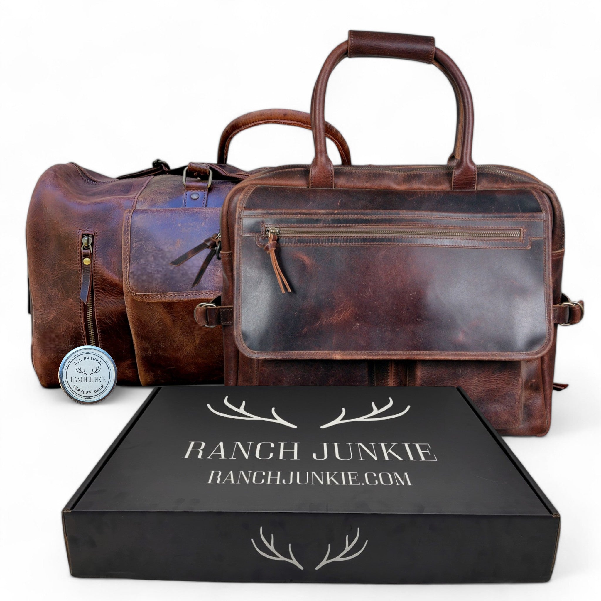 Bundle Deal Denali Leather Weekender + Denali Navigator Vintage Leather Large Messenger Bag - Ranch Junkie Mercantile LLC 