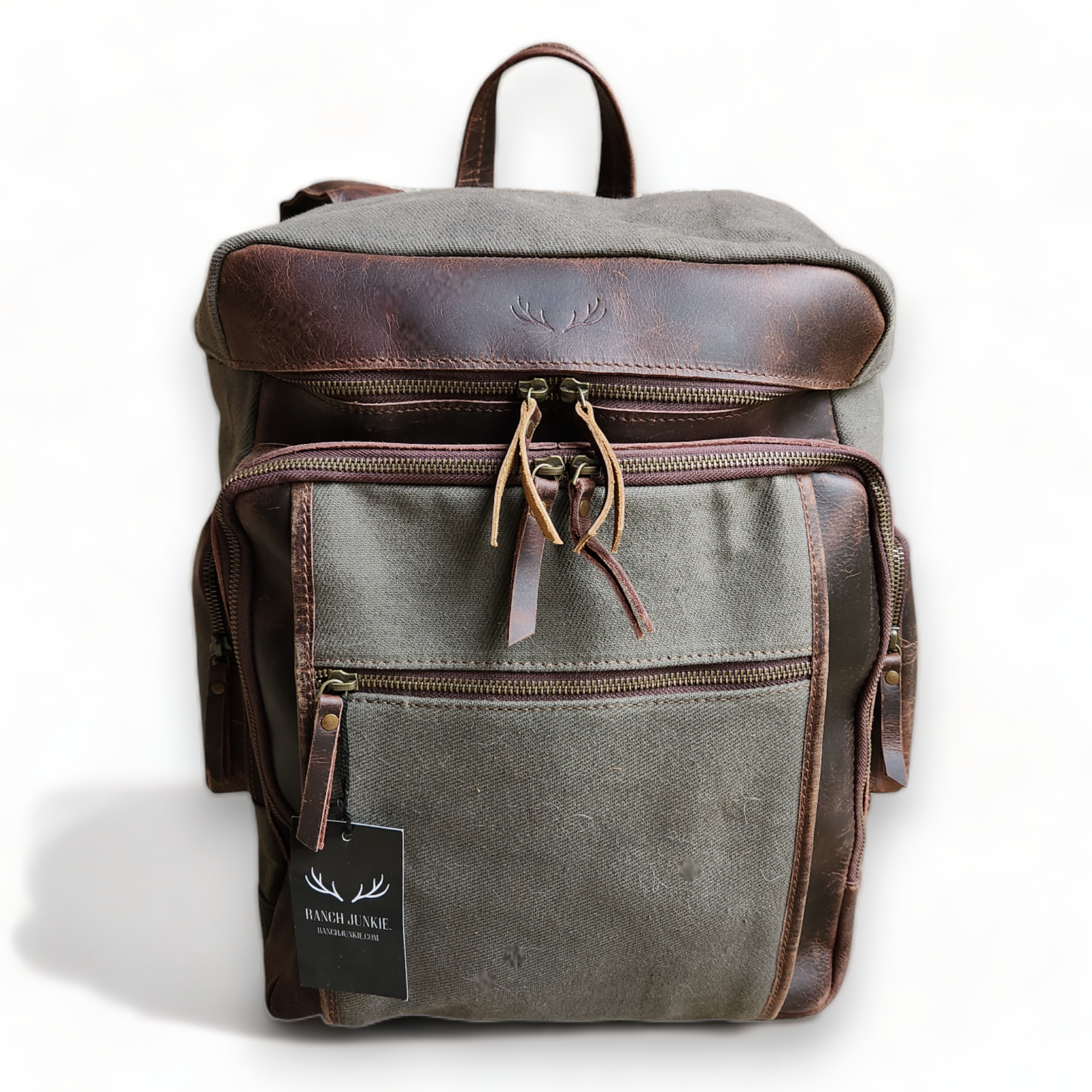 Bundle Deal Canvas/Leather Drifter Weekender Duffel Bag Army Green + Drifter Backpack - Ranch Junkie Mercantile LLC 