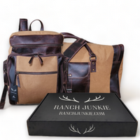 Bundle Deal Canvas/Leather Drifter Weekender Duffel Bag Tan + Drifter Backpack - Ranch Junkie Mercantile LLC 