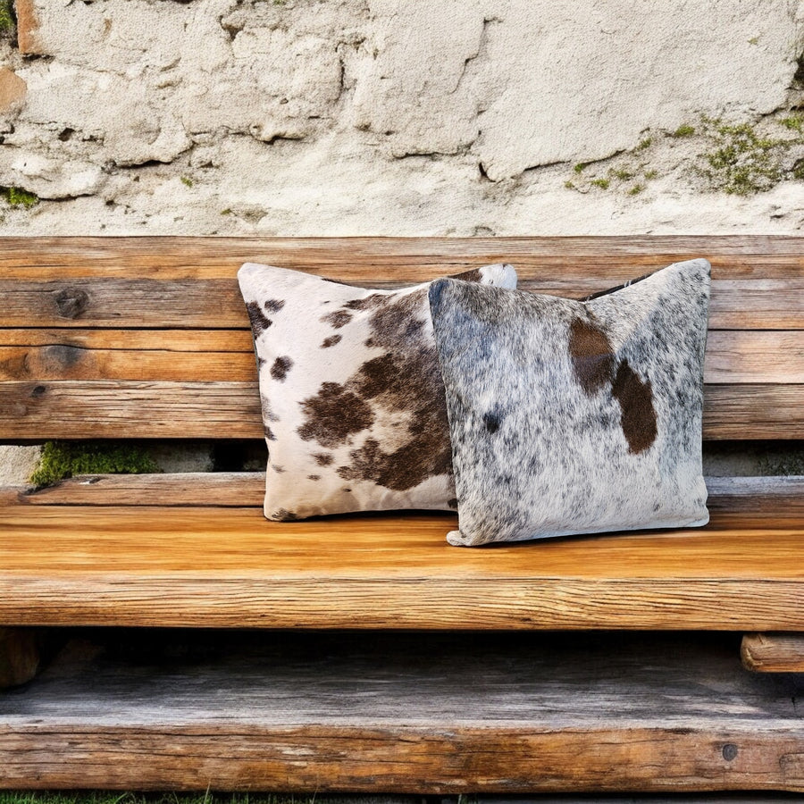 18x18 Eclectic Mix Genuine Cowhide Pillow Covers Double Sided Highlands Cowhide Pillow - Ranch Junkie Mercantile LLC 