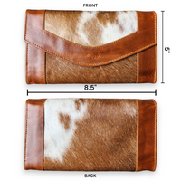 Bundle Deal Highlands Cowhide Tote Purse Saddle + Envelope Cowhide Large Wallet Saddle - Ranch Junkie Mercantile LLC 