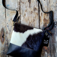 Bundle Deal Highlands Black Cowhide Crossbody Purse + Cowhide Credit Card Wallet - Ranch Junkie Mercantile LLC 