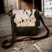 Bundle Deal Highlands Black Cowhide Crossbody Purse + Cowhide Credit Card Wallet - Ranch Junkie Mercantile LLC 