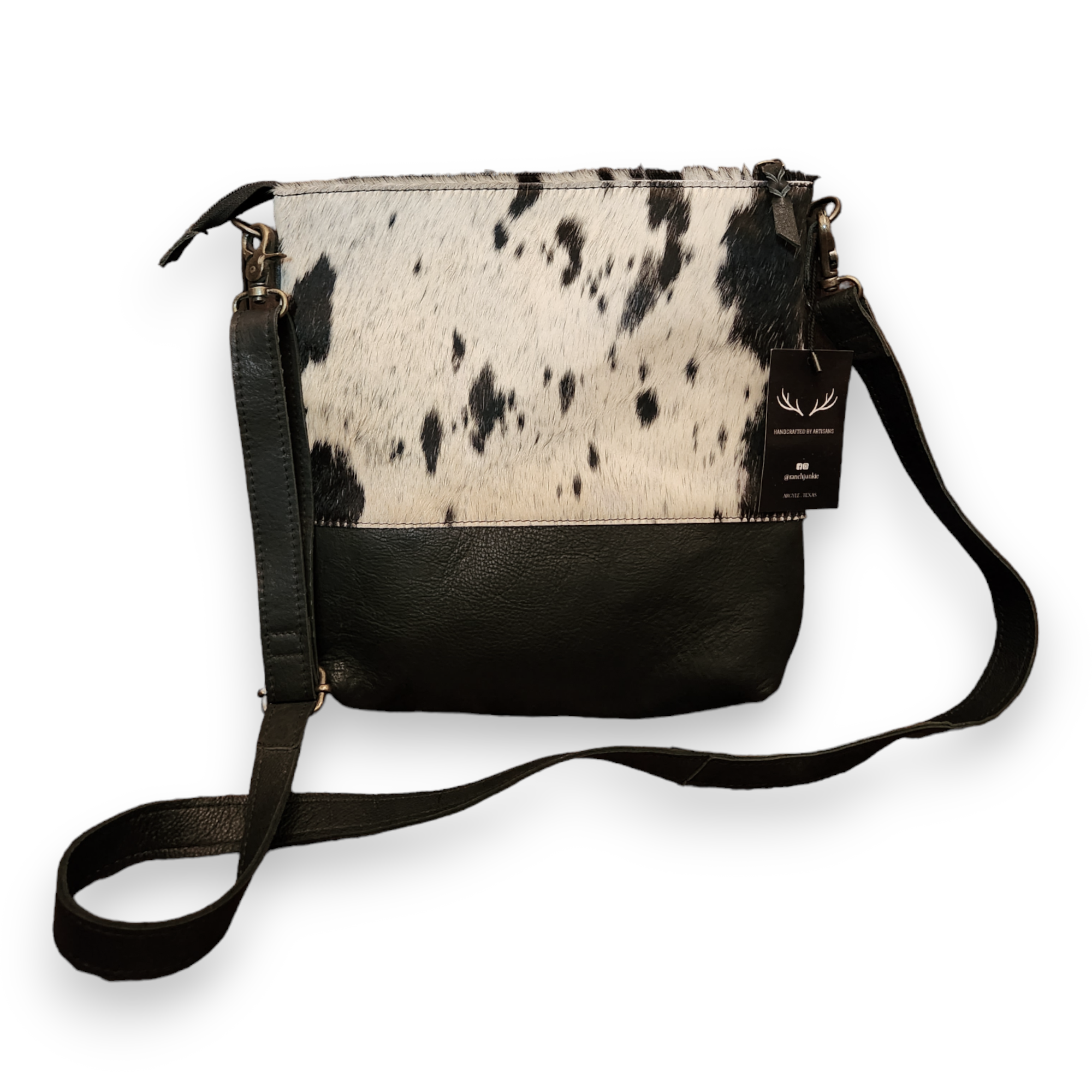 Bundle Deal Highlands Black Cowhide Crossbody Purse + Cowhide Credit Card Wallet - Ranch Junkie Mercantile LLC 