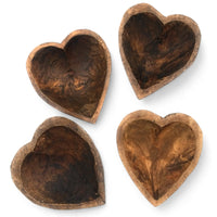 5"- 6" Itty Bitty Wood Heart Bowl Rustic White Farmhouse Brown - Ranch Junkie Mercantile LLC 