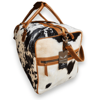 Bundle Deal Highlands Large Genuine Cowhide Weekender Duffel Black+ Crossbody Purse Black - Ranch Junkie Mercantile LLC 