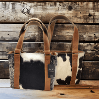 Bundle Deal  Black Highlands Large Genuine Cowhide Weekender Duffel Bag+ Black Tote Cowhide Purse - Ranch Junkie Mercantile LLC 