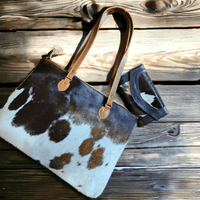 Bundle Deal -The Highlands Cowhide Large Tote Black + Envelope Cowhide Large Wallet Black - Ranch Junkie Mercantile LLC