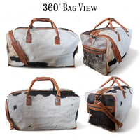 Sample Sale Highlands Saddle Tricolor Large Genuine Cowhide Weekender Cowhide Duffel #6 - Ranch Junkie Mercantile LLC 