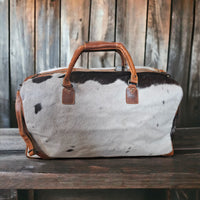 Sample Sale Highlands Saddle Tricolor Large Genuine Cowhide Weekender Cowhide Duffel #6 - Ranch Junkie Mercantile LLC 