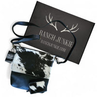 Bundle Deal Highlands Black Cowhide Crossbody Purse + Cowhide Credit Card Wallet - Ranch Junkie Mercantile LLC 