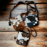 Bundle Deal Highlands Cowhide Crossbody Purse + Cowhide Credit Card Wallet - Ranch Junkie Mercantile LLC 