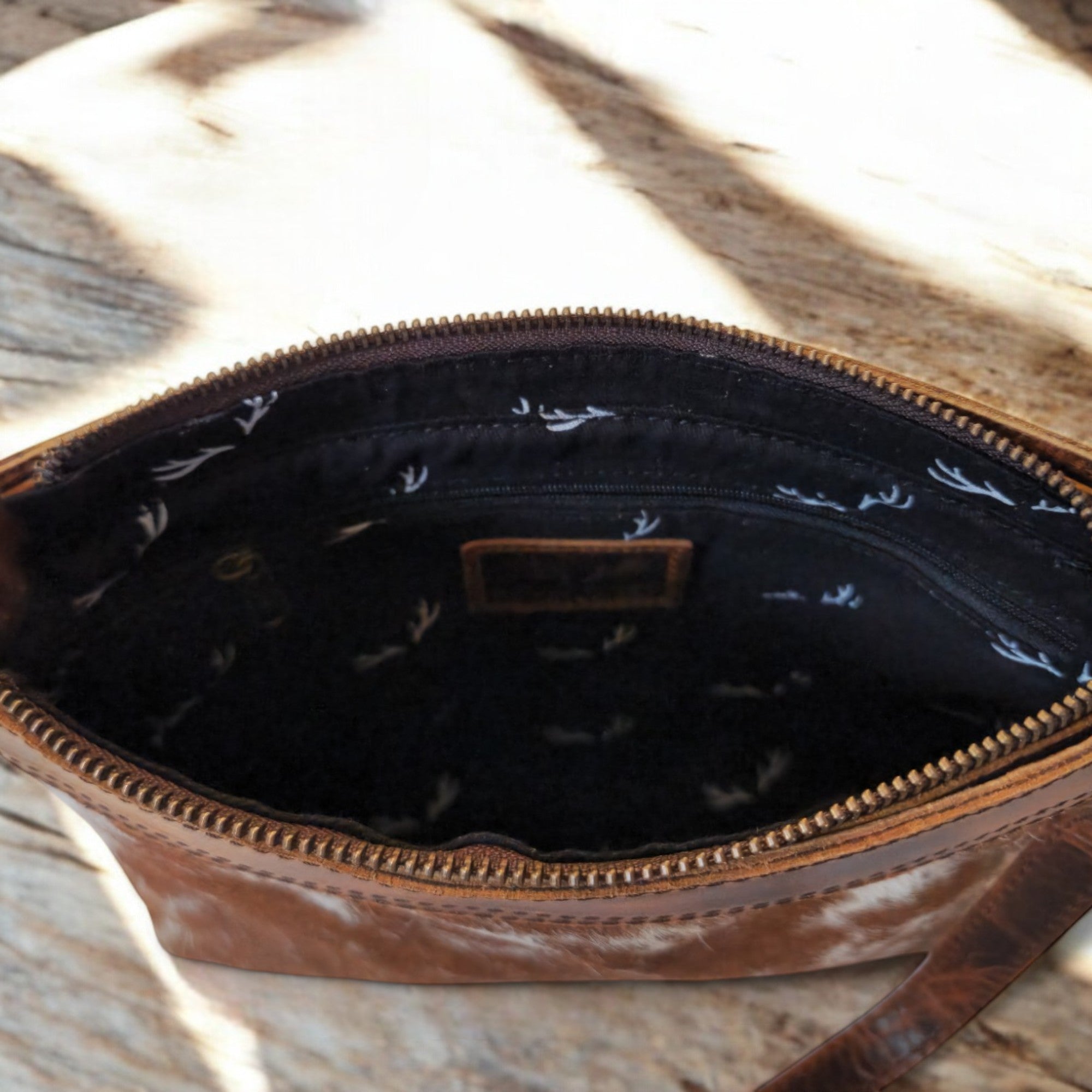 Highlands Handcrafted Cowhide And Vintage Leather Crossbody- Cowhide Crossbody - Ranch Junkie Mercantile LLC 