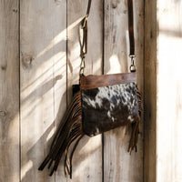 Highlands Handcrafted Cowhide And Vintage Leather Crossbody- Cowhide Crossbody - Ranch Junkie Mercantile LLC 