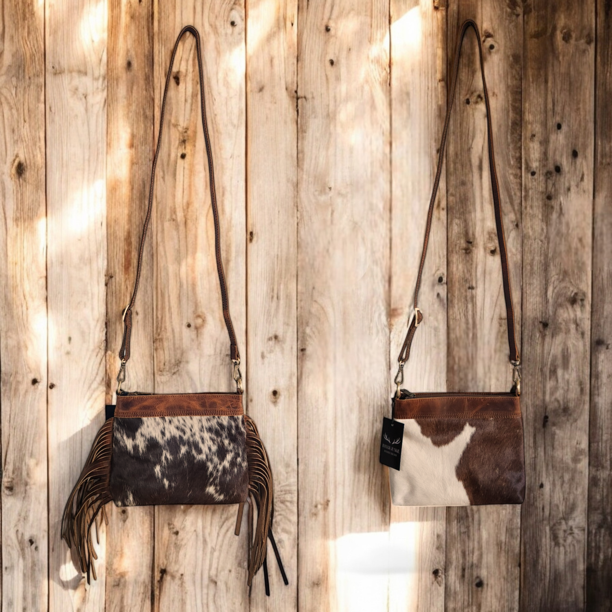 Highlands Handcrafted Cowhide And Vintage Leather Crossbody- Cowhide Crossbody - Ranch Junkie Mercantile LLC 