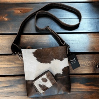 Bundle Deal Highlands Cowhide Crossbody Purse + Cowhide Credit Card Wallet - Ranch Junkie Mercantile LLC 