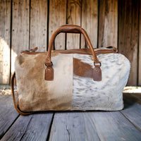 Sample Sale Highlands Saddle Large Genuine Cowhide Weekender Cowhide Duffel #13 - Ranch Junkie Mercantile LLC 