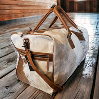 Sample Sale Highlands Saddle Large Genuine Cowhide Weekender Cowhide Duffel #13 - Ranch Junkie Mercantile LLC 