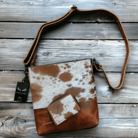 Bundle Deal Highlands Cowhide Crossbody Purse + Cowhide Credit Card Wallet - Ranch Junkie Mercantile LLC 