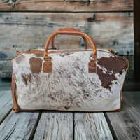 Sample Sale Highlands Saddle Tricolor Large Genuine Cowhide Weekender Cowhide Duffel #5 - Ranch Junkie Mercantile LLC 