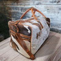 Sample Sale Highlands Saddle Tricolor Large Genuine Cowhide Weekender Cowhide Duffel #5 - Ranch Junkie Mercantile LLC 