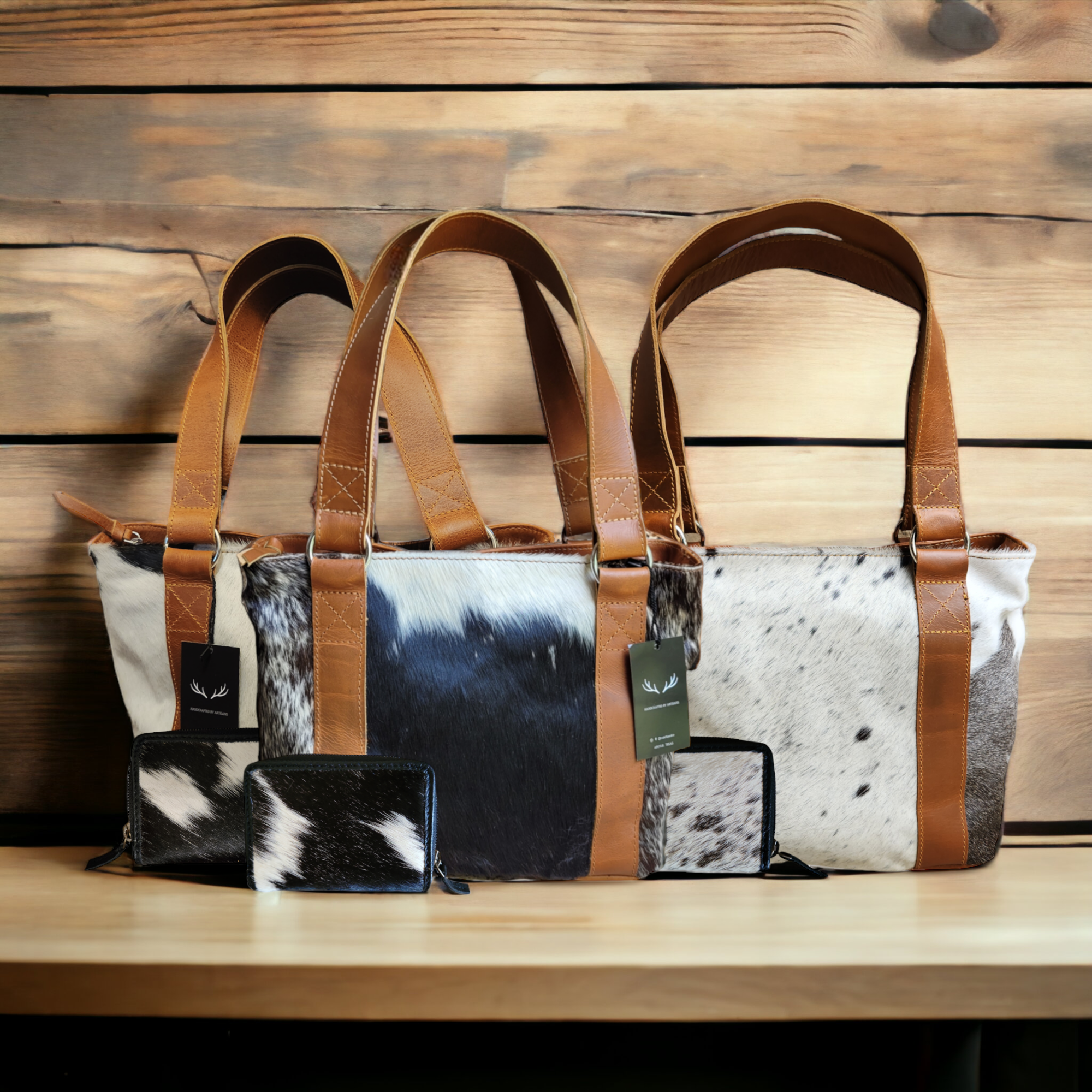 Bundle Deal Highlands Black Cowhide Tote Purse + Credit Card Wallet - Ranch Junkie Mercantile LLC 