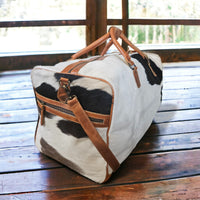 Sample Sale Highlands Tricolor Large Genuine Cowhide Weekender Cowhide Duffel #4 - Ranch Junkie Mercantile LLC 