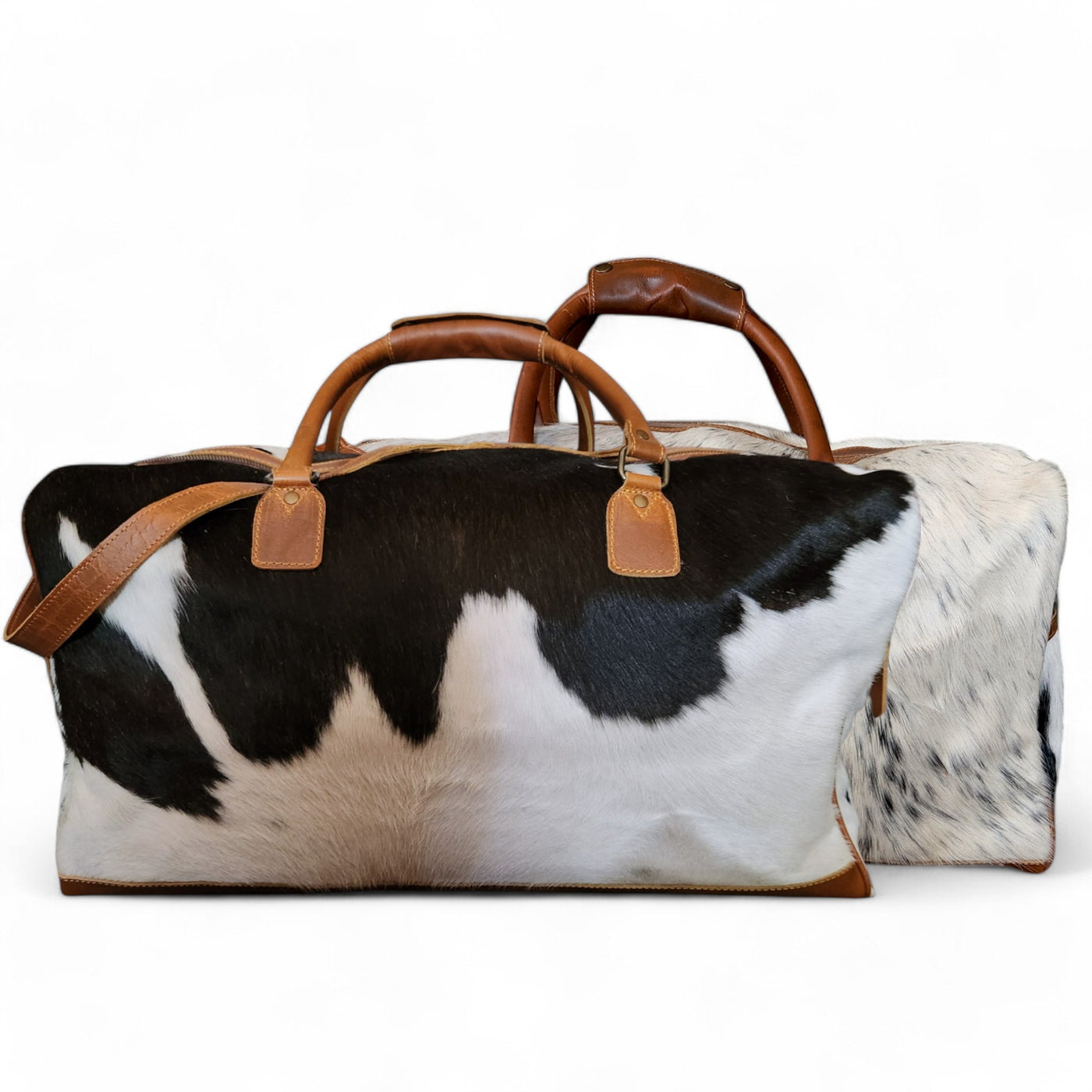 Large Genuine Cowhide Weekender Duffel Black Highlands Duffel - Ranch Junkie Mercantile LLC 