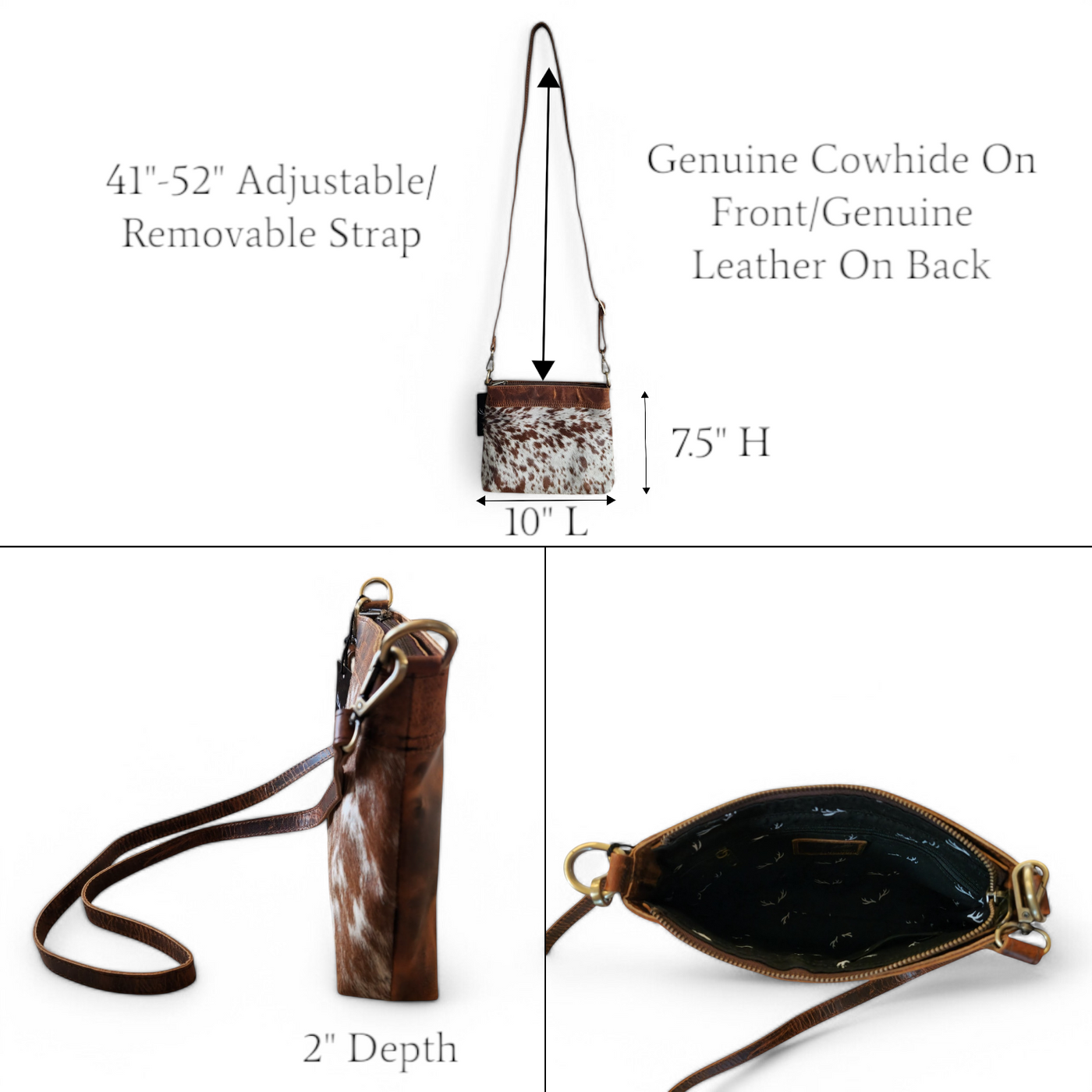 Highlands Handcrafted Cowhide And Vintage Leather Crossbody- Cowhide Crossbody - Ranch Junkie Mercantile LLC 