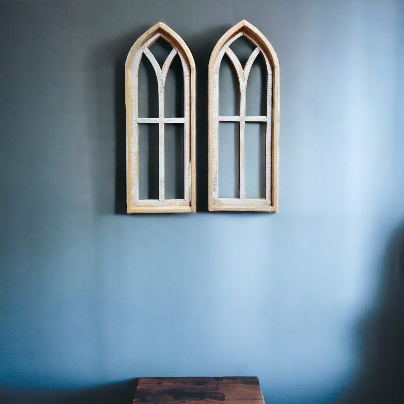 Ivory Point Farmhouse Wooden Wall Window Arches Set of 2 -3 Sizes - Rustic Cathedral Wood Windows - Ranch Junkie Mercantile LLC 