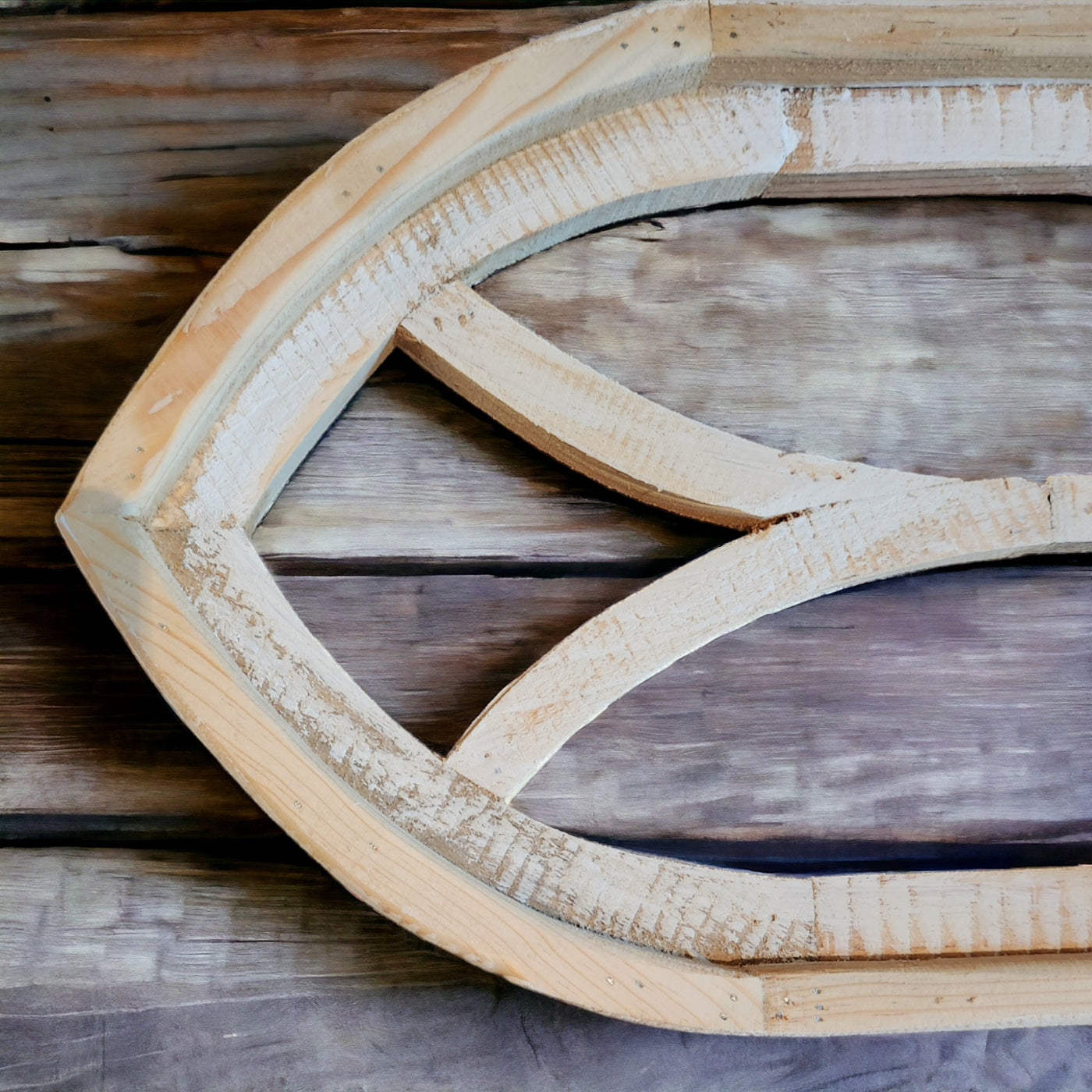 Ivory Point Farmhouse Wooden Wall Window Arches Set of 2 -3 Sizes - Rustic Cathedral Wood Windows - Ranch Junkie Mercantile LLC 