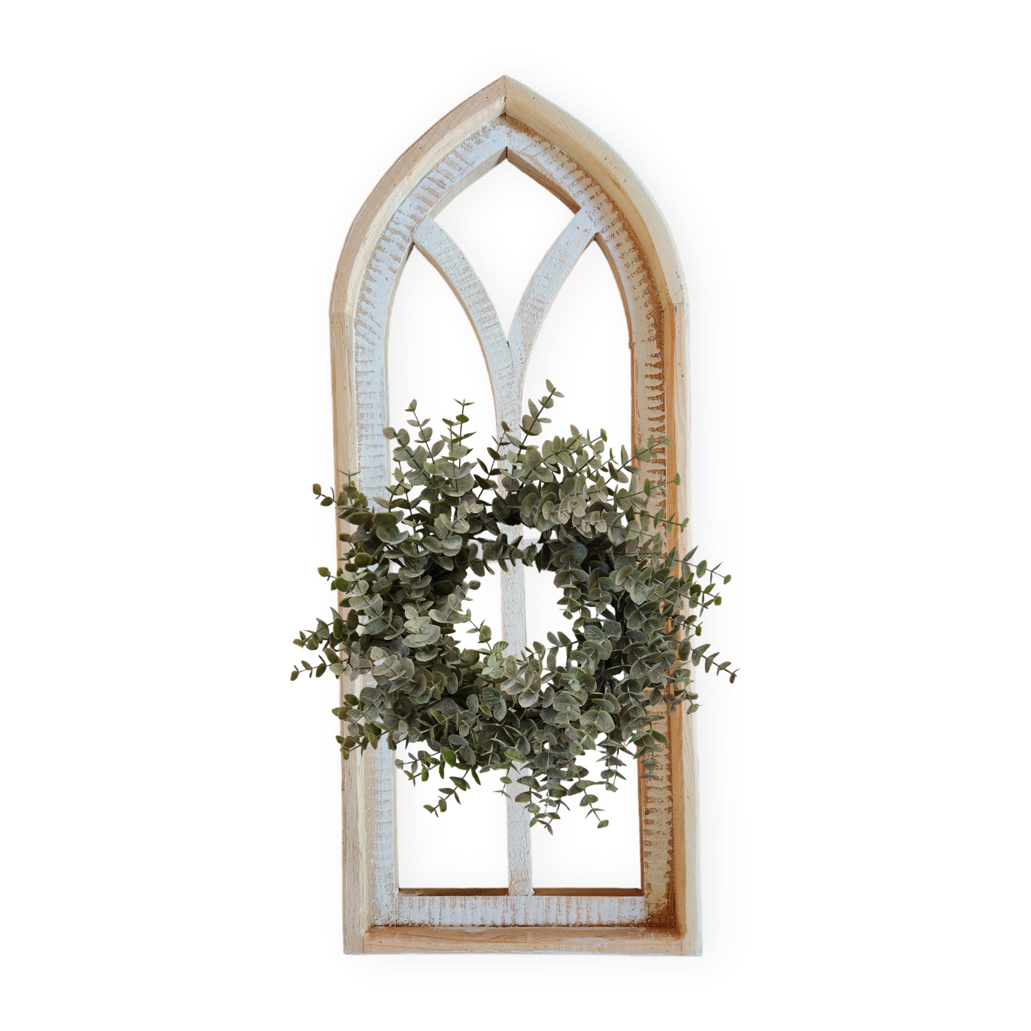 The Ivory Point Farmhouse Wooden Wall Window Arch Single -3 Sizes Cathedral